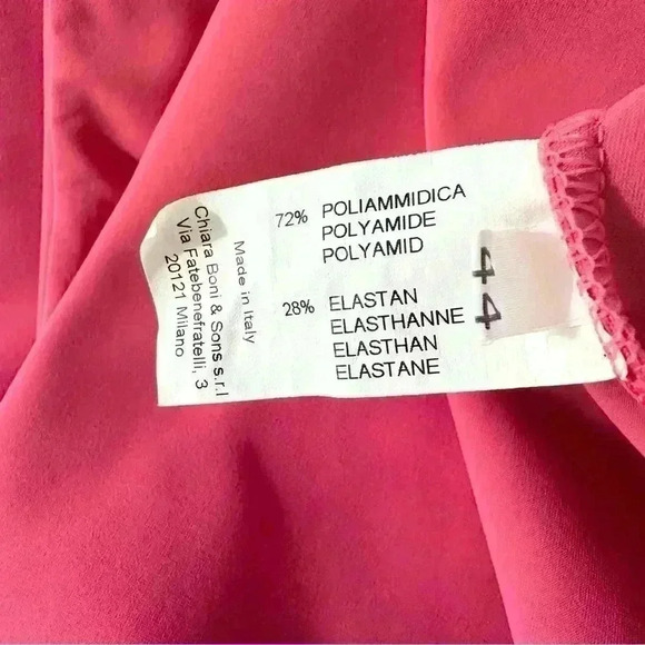 Chiari Boni La Petite Robe Peplum Laser Cut Dress | Pink Peach | SZ 8 - Picture 6 of 14